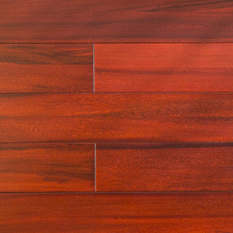 Podlaha z masívneho dreva Padauk Deep Red Brown s vysokým leskom