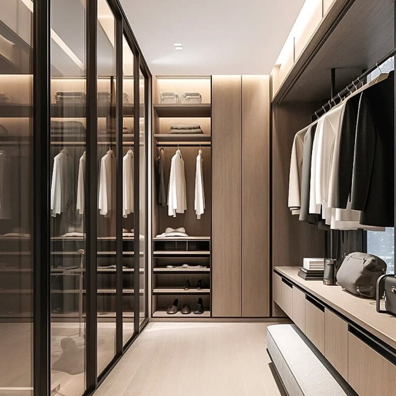 Bvlgari tmavý obsidián na mieru s panoramatickým šatníkom